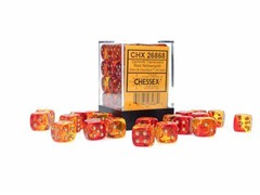 Chessex 12mm d6 Set: Gemini Translucent - Red-Yellow w/Gold